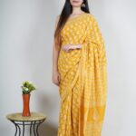 Hand Block Printed Pure Mulmul Cotton Saree 0306