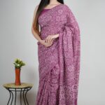 Hand Block Printed Pure Mulmul Cotton Saree 03016