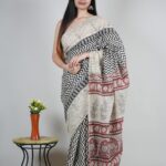 Hand Block Printed Pure Mulmul Cotton Saree 03015