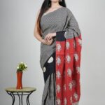 Hand Block Printed Pure Mulmul Cotton Saree 03014