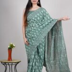 Hand Block Printed Pure Mulmul Cotton Saree 03018