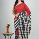 Hand Block Printed Pure Mulmul Cotton Saree 0307