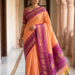Mango Orange & Magenta Kanchi Cotton Saree